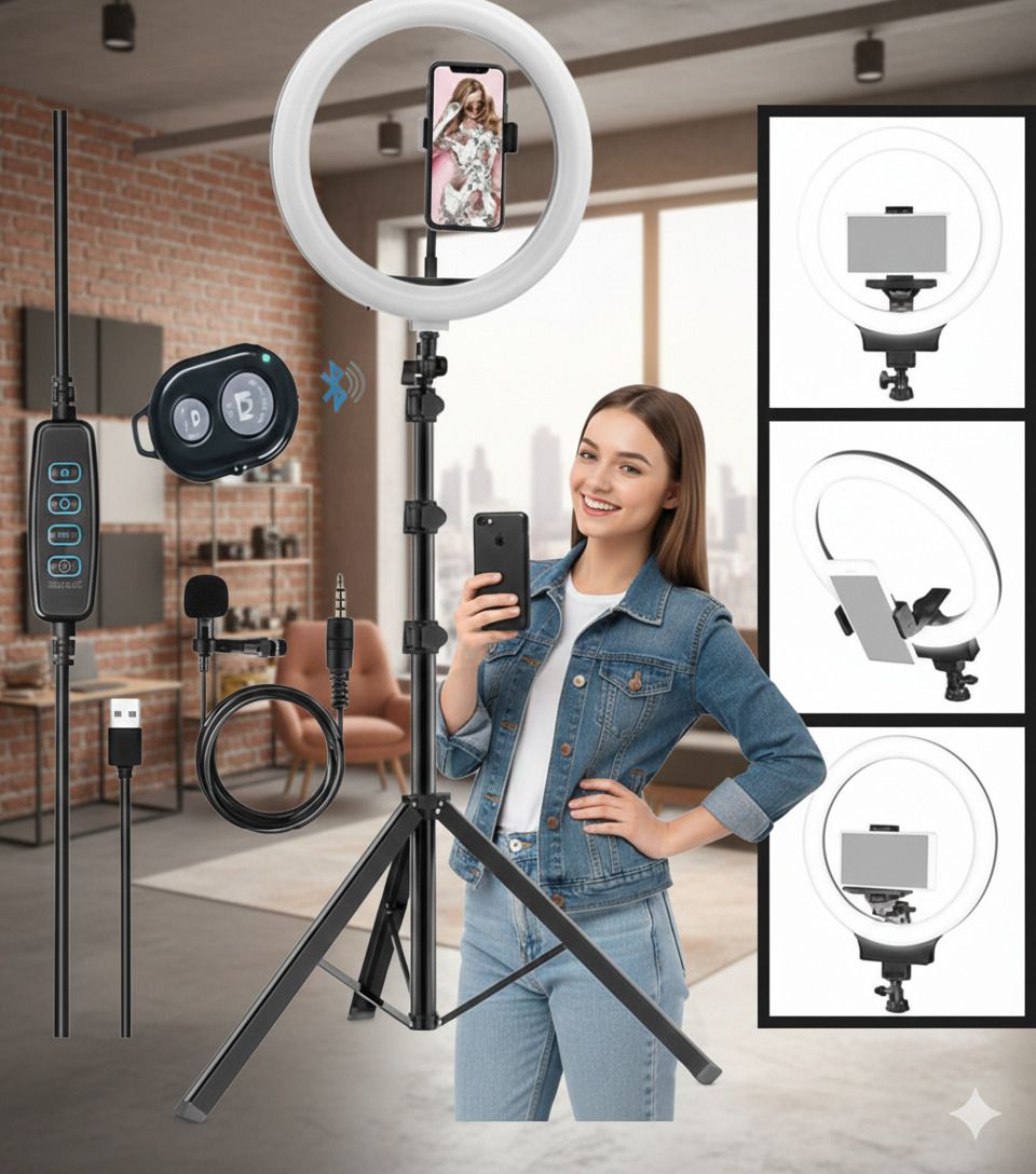 BESTFLY N1 10"Selfie Light 7Ft Long tripod with remote control and long caller mic Tripod, Monopod, Tripod Bracket, Tripod Ball Head, Tripod Kit-image-38