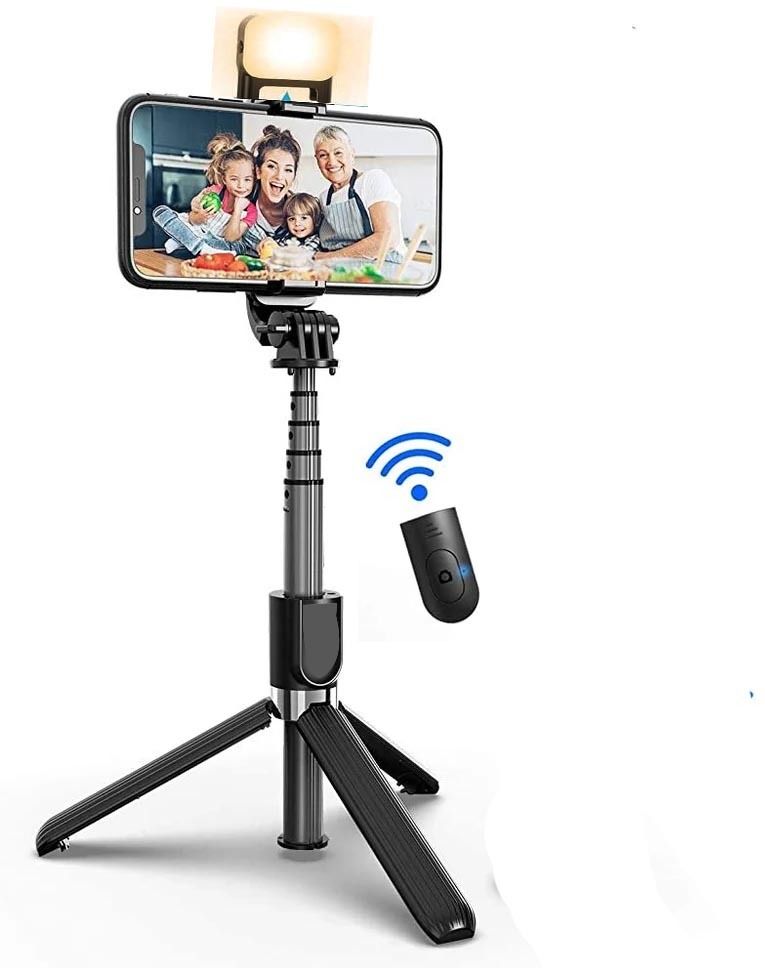 POZUB Extendable 3in1 Portable Bluetooth Selfie Stick Stand with Remote Led Fill Light Tripod, Tripod Kit, Tripod Clamp, Monopod-image-28