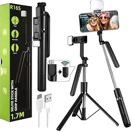 Sconzi R16S Long Selfie Stick Tripod with Flash Light Tripod-image-19