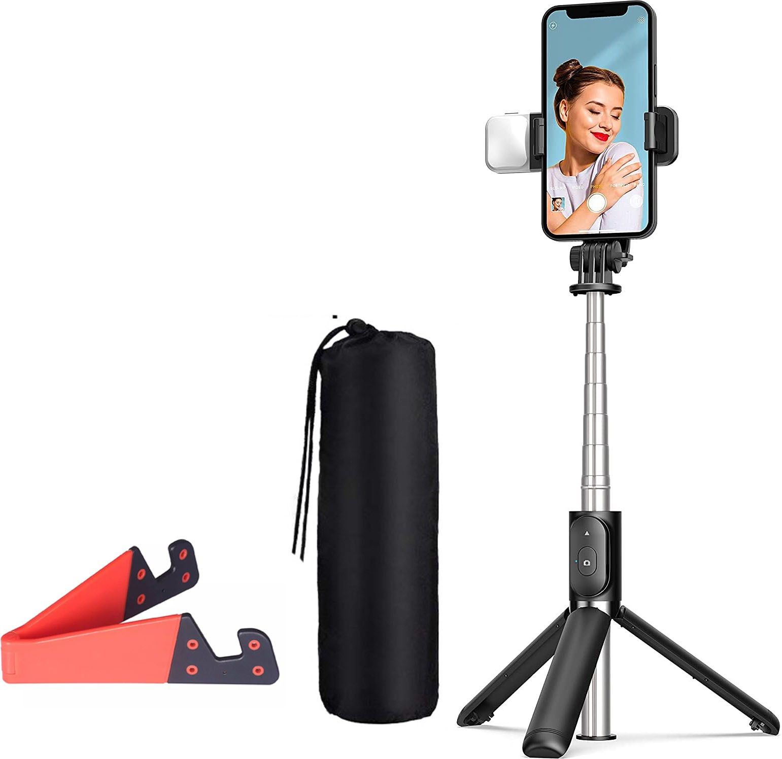 POZUB Bluetooth Selfie sticks Mobiles Video Stand In Gimbal+Carry Bag+ Mobile Stand Tripod, Monopod, Monopod Kit, Tripod Ball Head, Tripod Bracket, Tripod Clamp, Tripod Kit-image-18