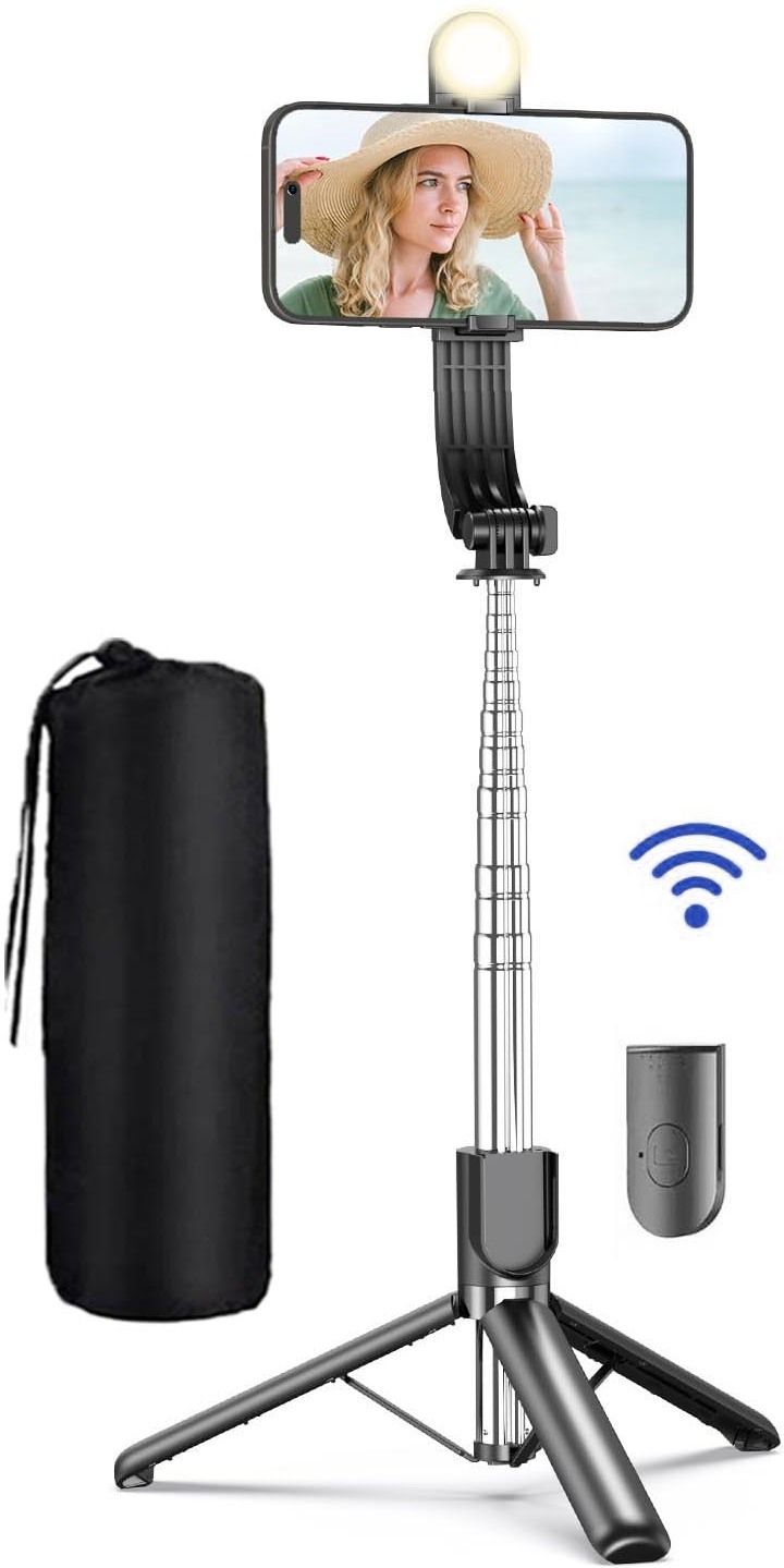 POZUB R1S-L Selfie Stick with Remote LED Fill Light Multi-function Mobile Holder Stand Tripod, Tripod Kit, Monopod-image-29