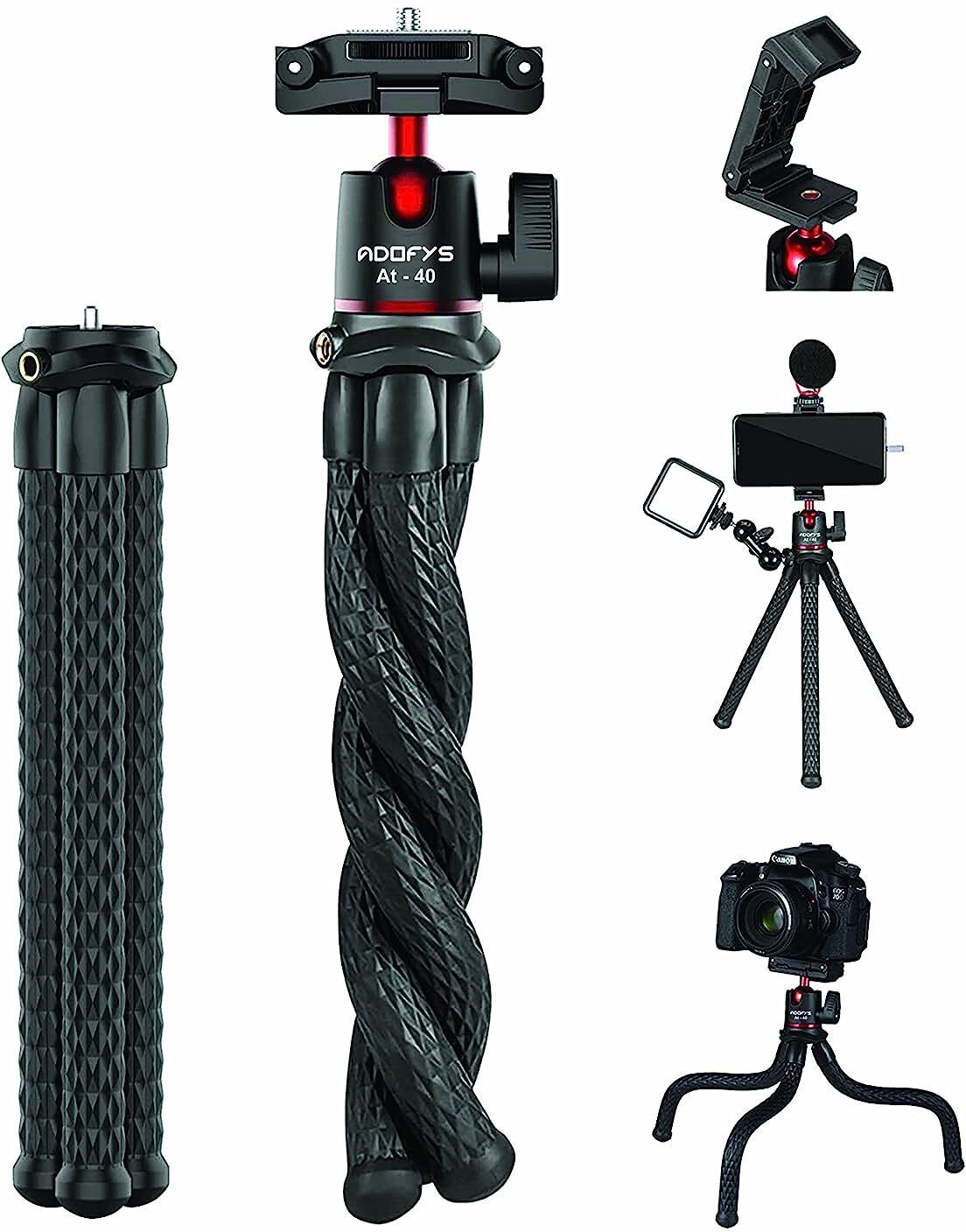 Adofys TE-TRP-001 Camera Flexible Tripod, Cell Phone Tripod Gorilla Tripod Lightweight Bendable Tripod with Heavy Duty Smartphone Stand, Compatible with Action Camera and Smartphone etc. Tripod-image-48