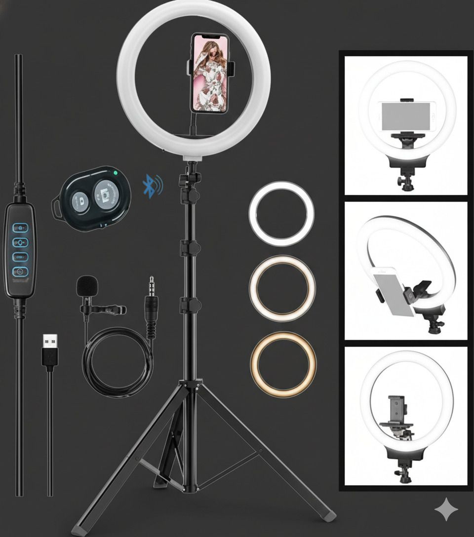 BESTFLY 12m 10"Selfie Light 7Ft Long tripod with remote control and long caller mic Tripod, Monopod, Tripod Ball Head, Tripod Kit-image-44