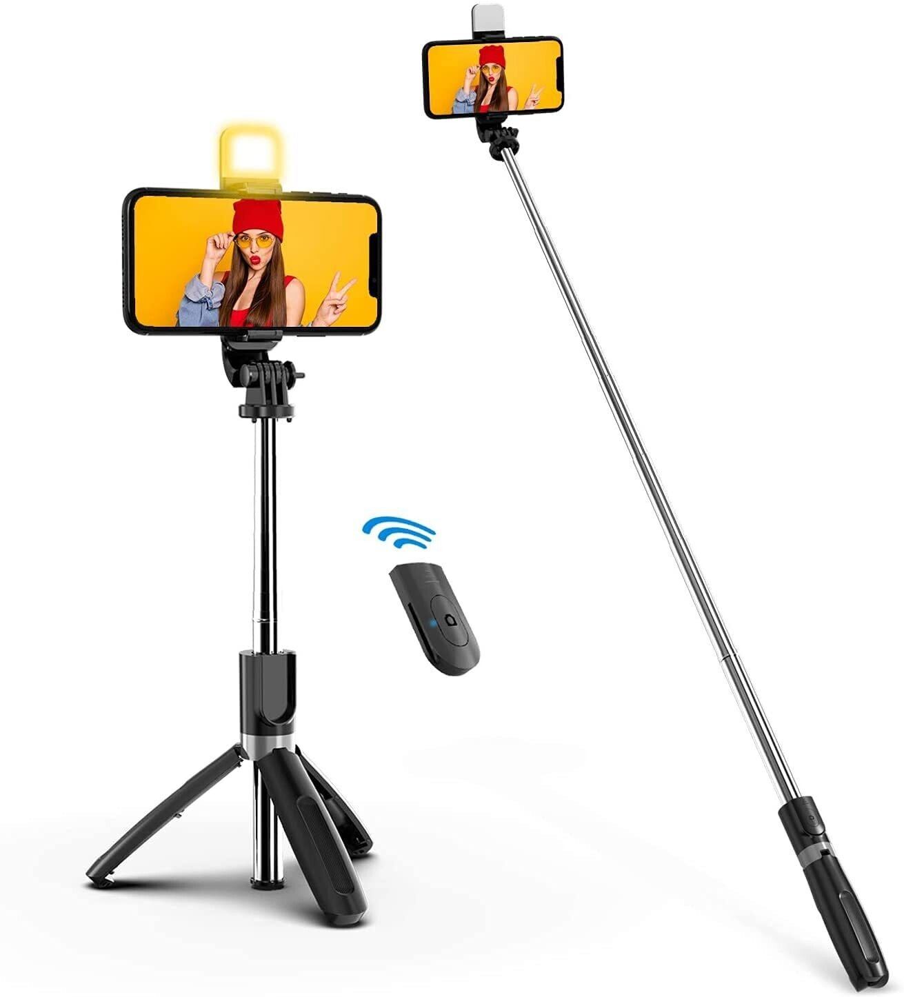 CHG Best sale R1s Wireless Selfie Stick Stand Remote Flash Light All SmartZ12 Tripod Ball Head-image-43