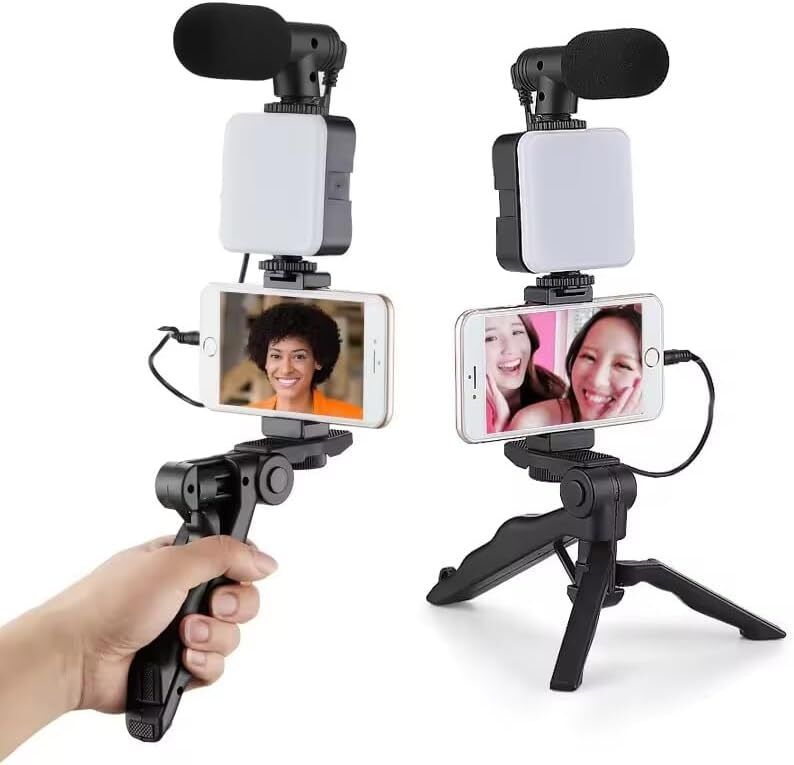 Deoxys Vlogging Kit with Tripod, LED Light, Microphone & Phone Mount Tripod-image-3