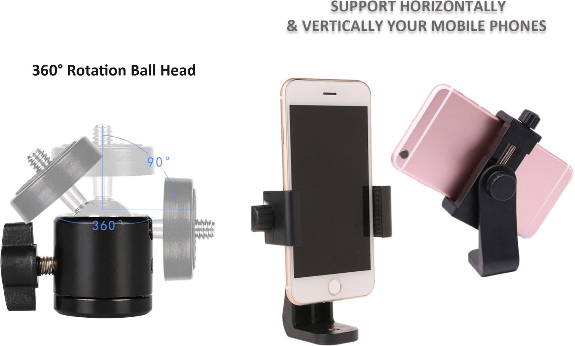 Blue Birds Ball Head for Tripod with 360 Mobile Holder with Vertical and Horizontal Mode Tripod, Tripod Ball Head, Tripod Bracket, Tripod Clamp, Monopod-image-20