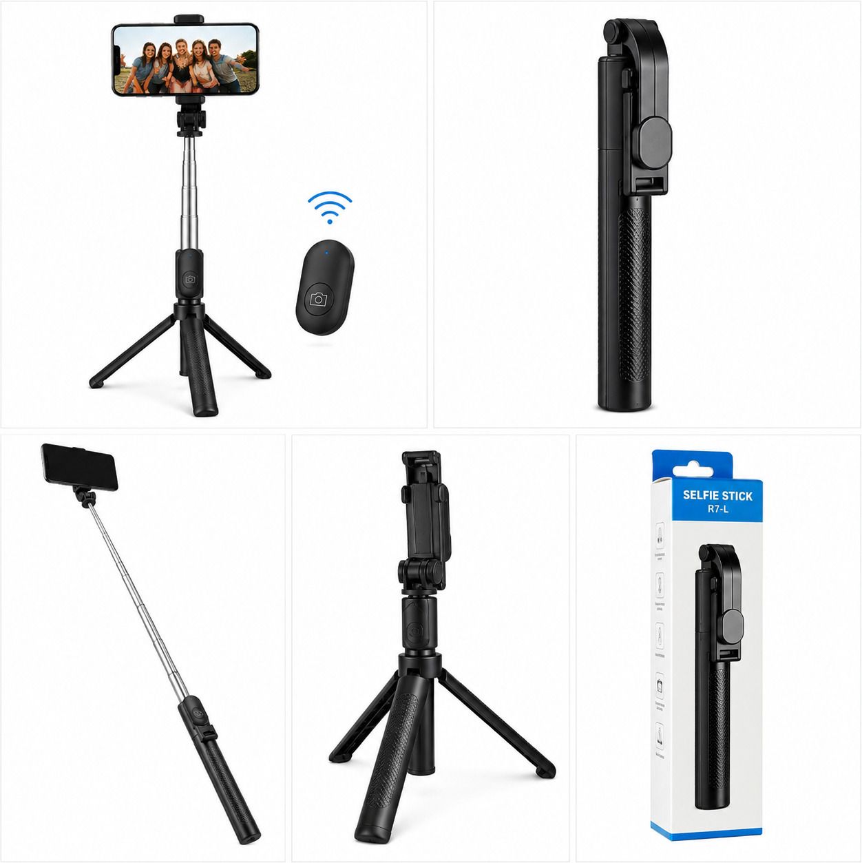 Anju Selfie Stick with Tripod Stand,Extendable Selfie Stick Tripod, Tripod Bracket, Tripod Clamp, Tripod Kit, Tripod Ball Head-image-3