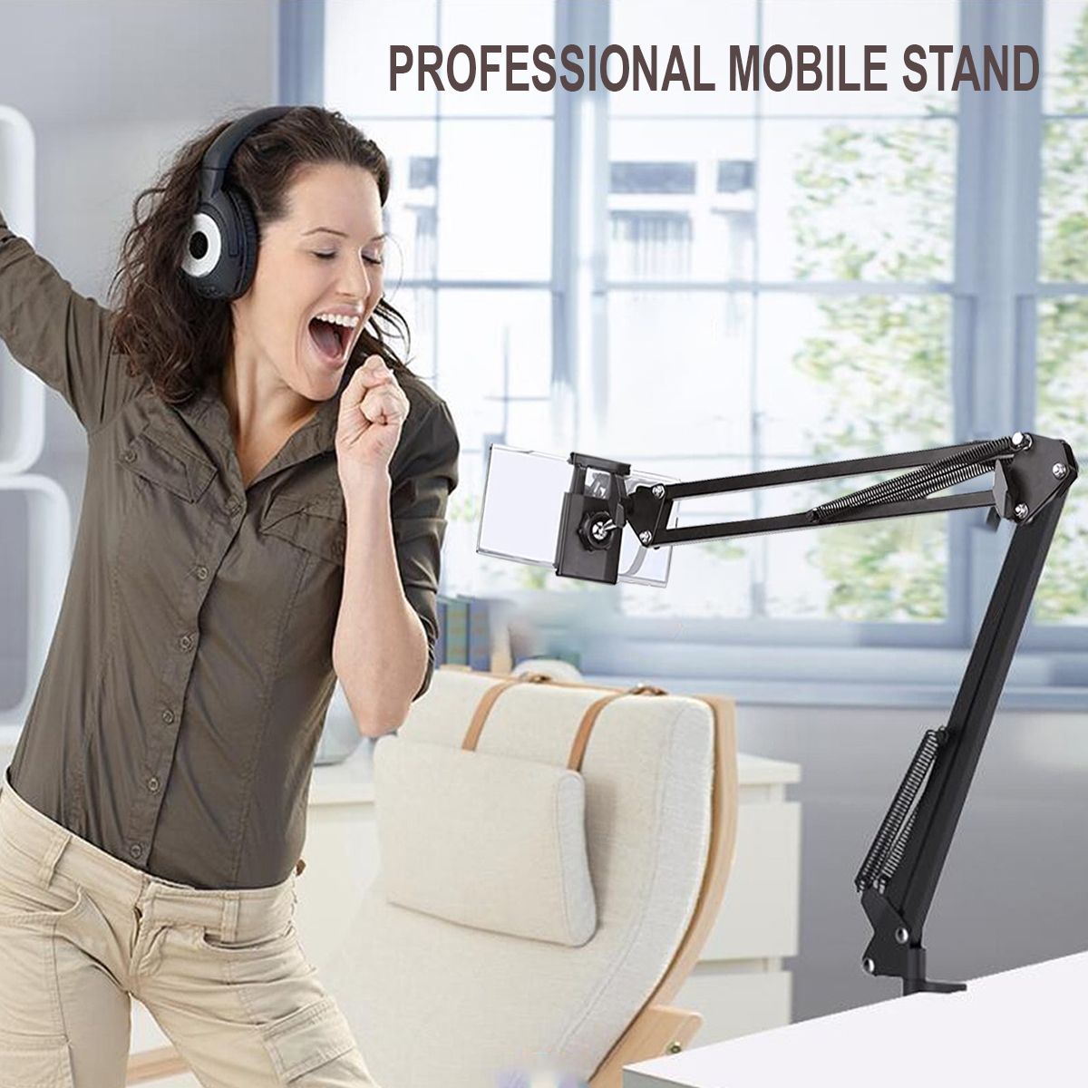Wanzhow Microphone Tripod Stand for Phone & Tablet Compatibility,Streaming,Recording Tripod Clamp, Tripod Kit, Monopod, Tripod Ball Head, Tripod-image-0
