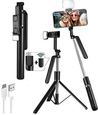 Sconzi R16S Premium Long Selfie Stick with Light Tripod, Monopod Kit, Tripod Kit-image-9
