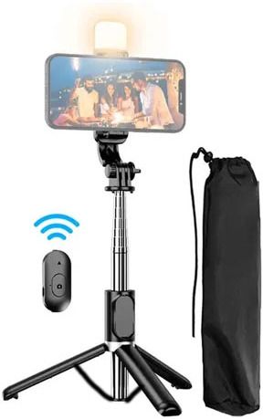 BUFONA Vlogging Reels&Travel Extendable Bluetooth Long Selfie Stick with Fill Light Tripod, Tripod Kit, Monopod-image-36