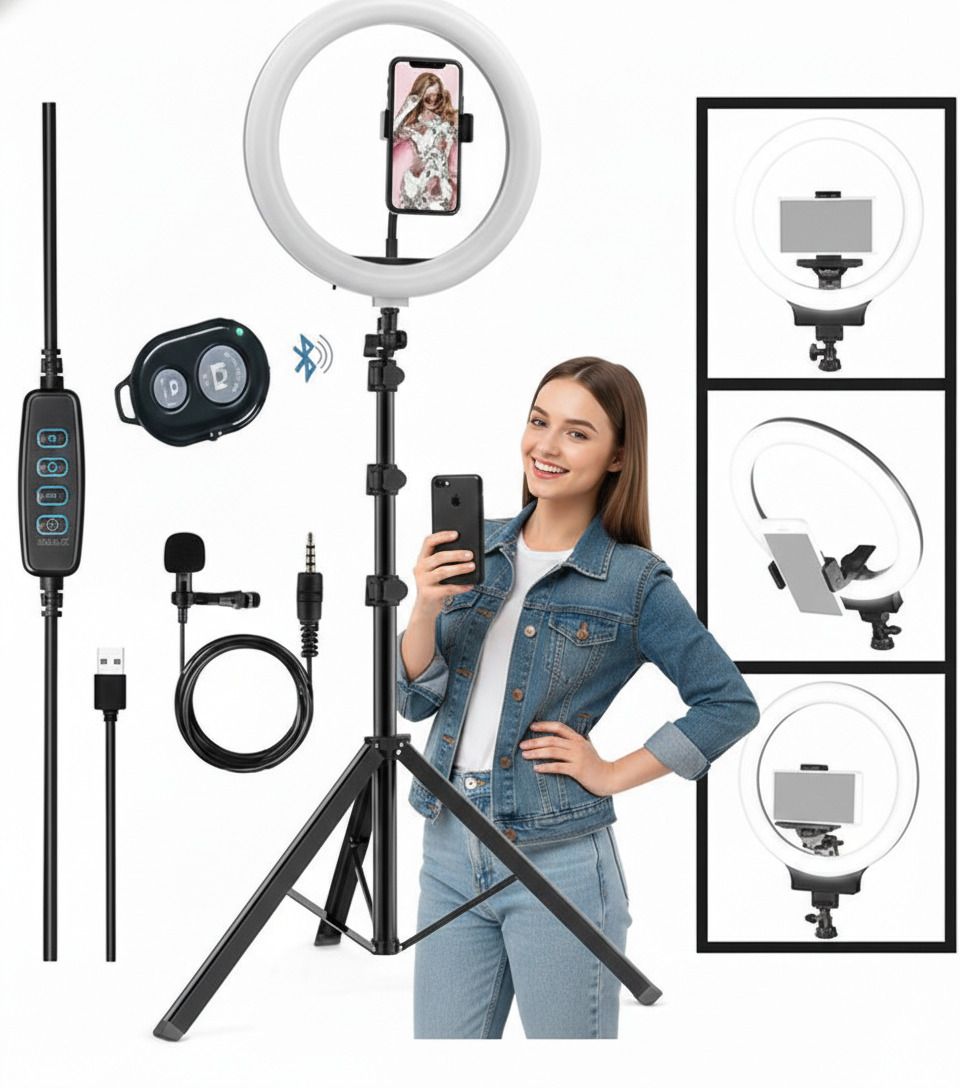 BESTFLY M 10"Selfie Light 7Ft Long tripod with remote control and long caller mic Tripod, Monopod, Tripod Ball Head, Tripod Bracket, Tripod Clamp, Tripod Kit-image-2