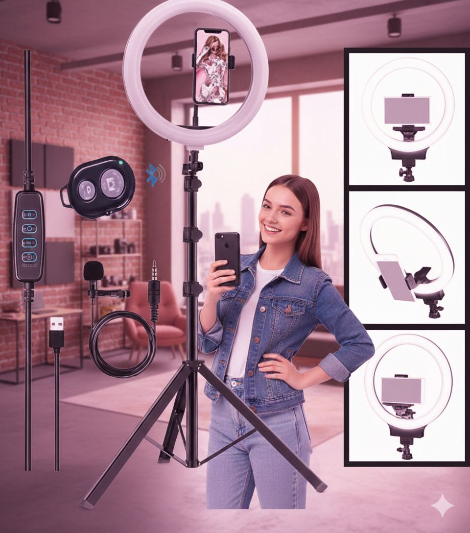 BESTFLY N12 10"Selfie Light 7Ft Long tripod with remote control and long caller mic Tripod, Monopod, Tripod Ball Head, Tripod Clamp, Tripod Bracket, Tripod Kit-image-39