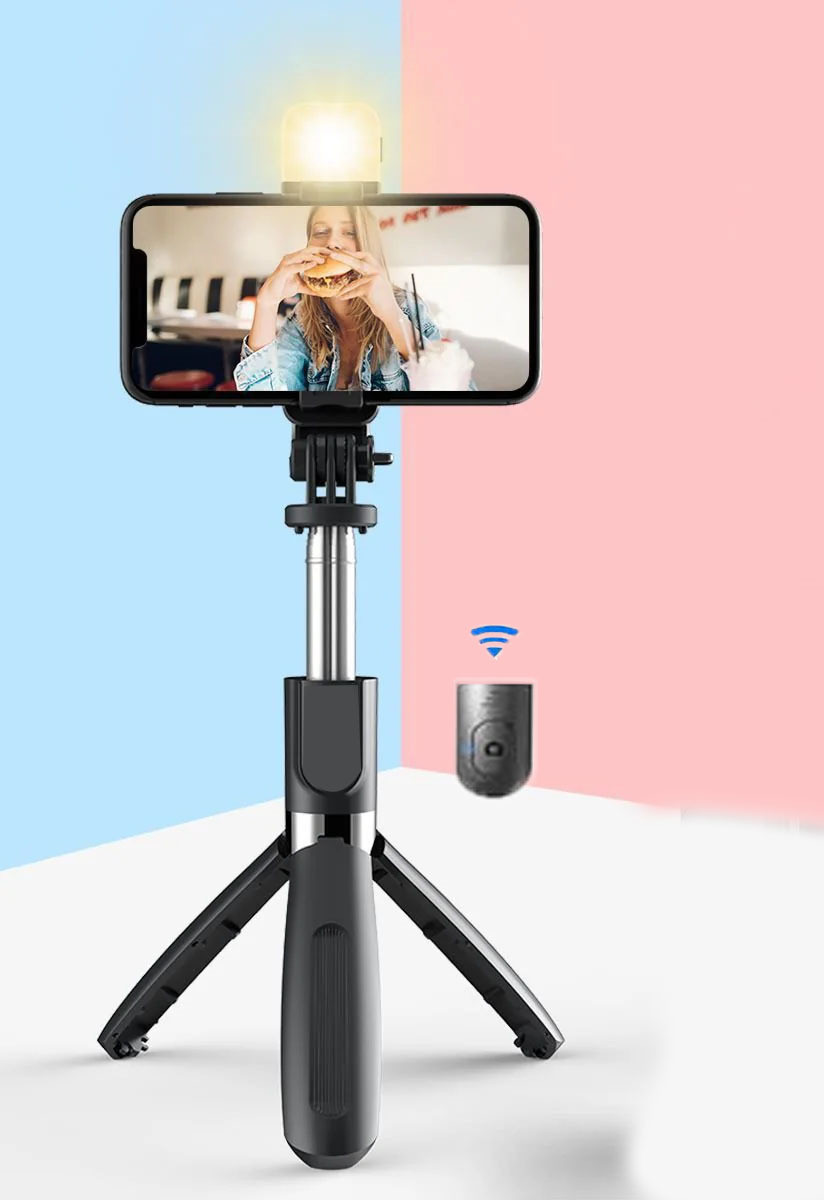 POZUB Bluetooth Selfie Holder Camera Flash Bracket Mobile Video Stand With Flash Light Tripod, Tripod Kit, Tripod Clamp, Monopod image 1