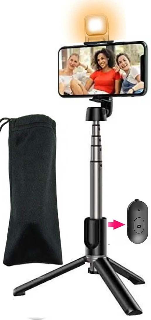 POZUB Wireless Extendable Mobile Selfie Stick Stand with Flash R1S Photography Holder Tripod, Tripod Kit, Monopod, Monopod Kit-image-45