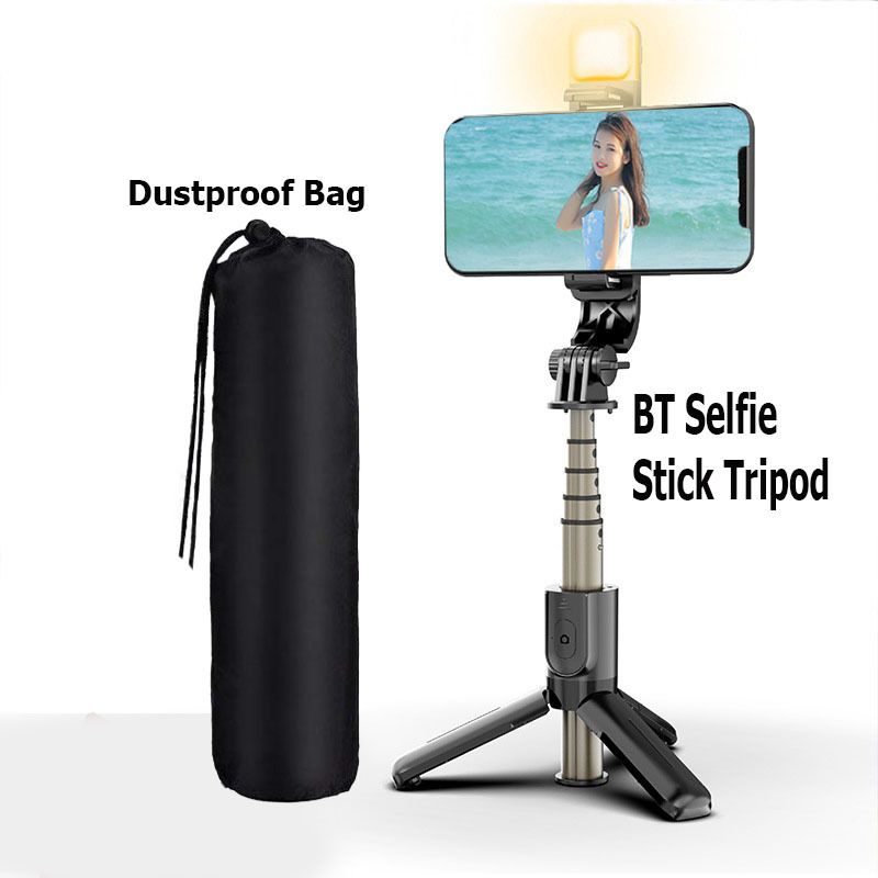 POZUB R1S Remote Control Selfie Stick and Stand With Flash Light +Dustproof Bag Tripod, Monopod, Monopod Kit, Tripod Ball Head, Tripod Bracket, Tripod Clamp, Tripod Kit-image-31