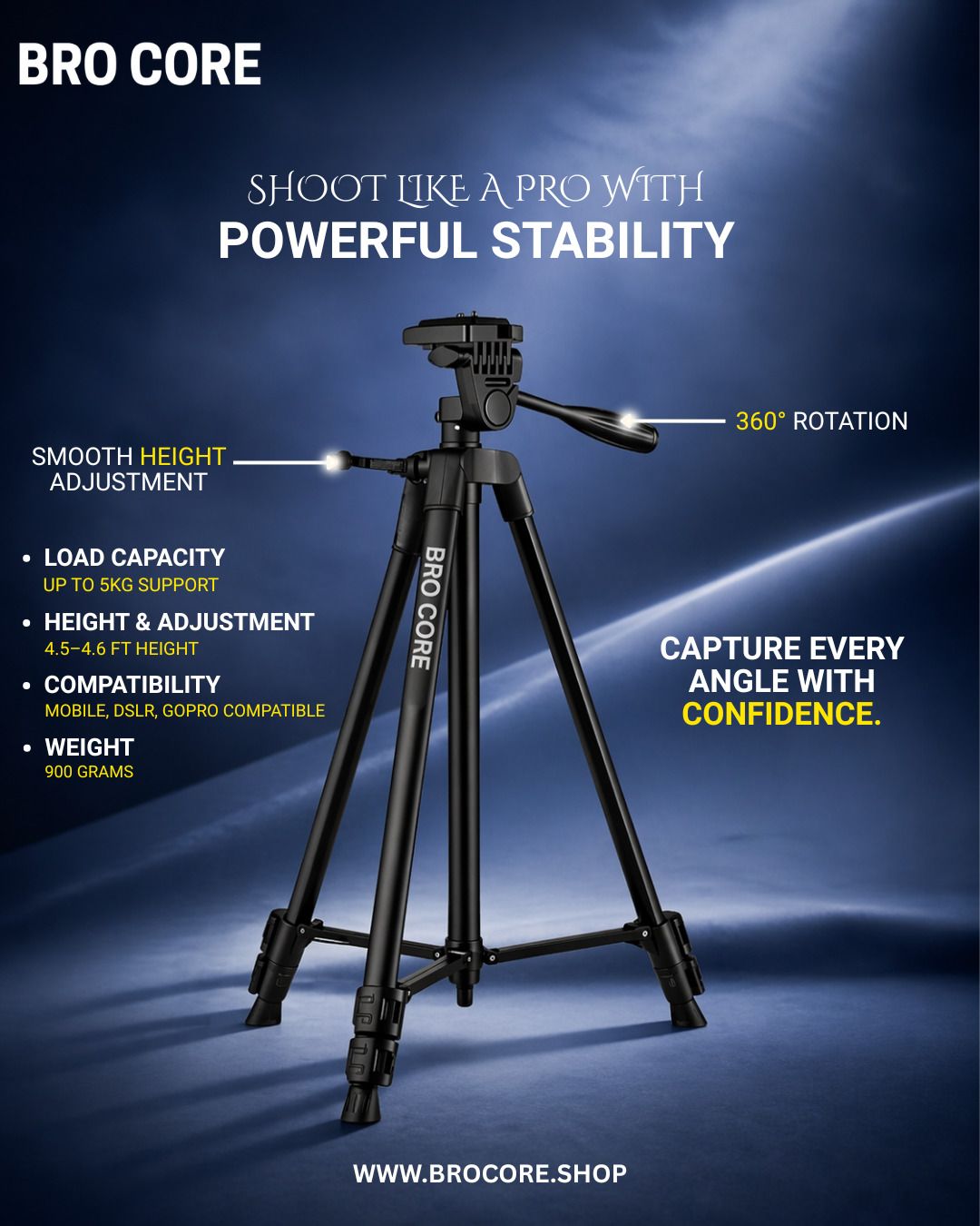 bro core F3366 Mobile Camera Tripod Stand Tripod, Tripod Ball Head, Tripod Clamp, Tripod Kit, Tripod Bracket-image-30