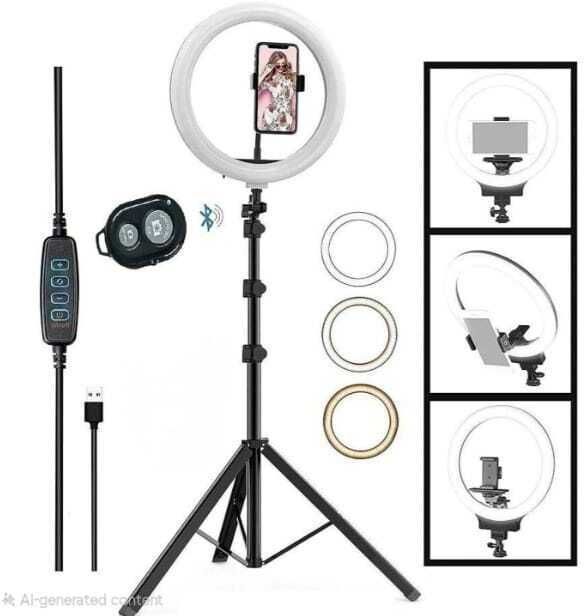 SHUDAUSHI Metal 7"Tripod With 10 inch Ring Light & Bluetooth For Photo/Video/Selfie Shoot Monopod Kit, Tripod, Tripod Kit, Tripod Ball Head-image-7