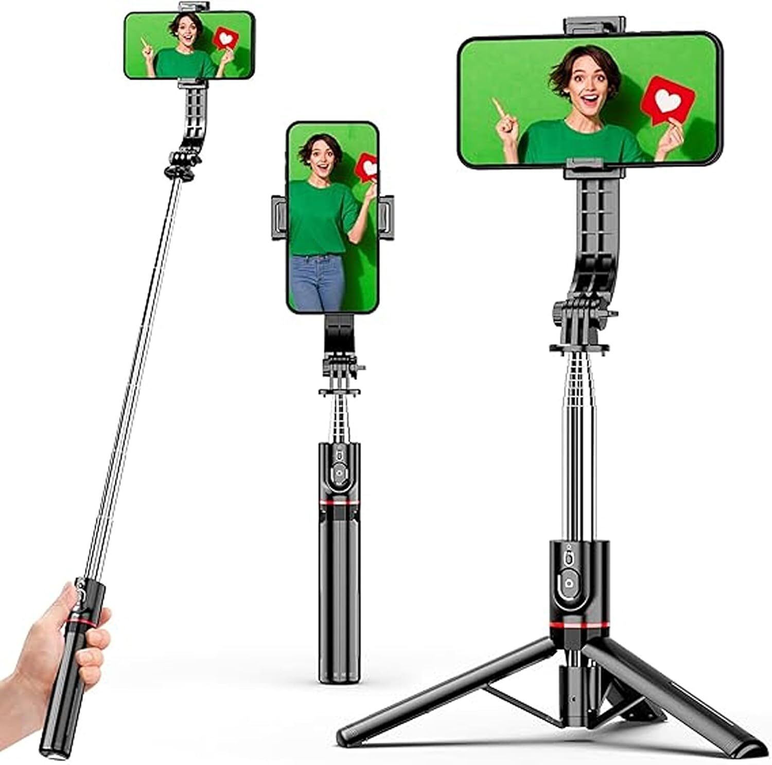 sounce Bluetooth Selfie Stick with Tripod Stand, 45 Inch Aluminum for Mobile & Camera Tripod-image-31