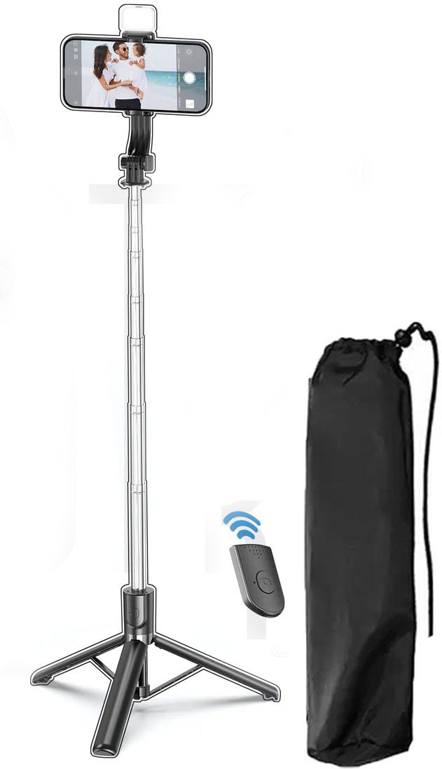 BUFONA R1S-L Mobile Selfie Stick Tripod Stand with Fill Light & Wireless Remote+Bag Tripod, Tripod Kit, Monopod-image-25
