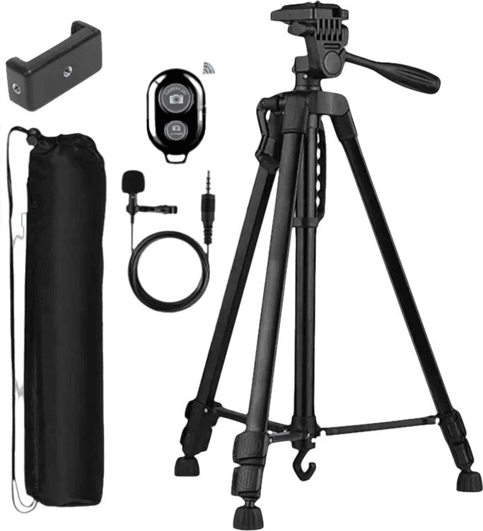 TPZ Heavy Aluminum Tripod (55-Inch), with Mic, Shutter Button & Mobile Holder Tripod image 1
