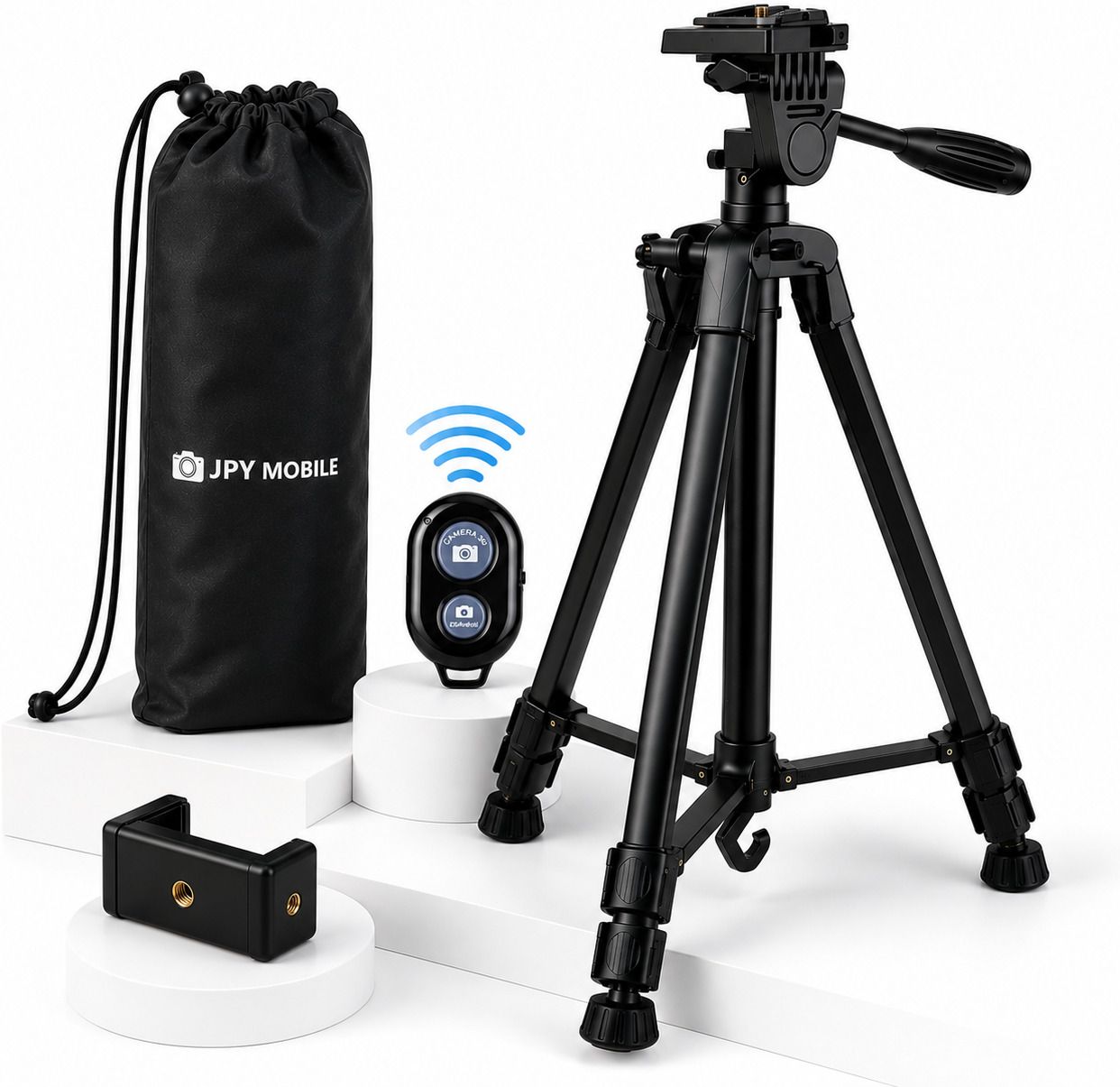 JPY 55 Inch Tripod for DSLR, Camera, Mobile, Portable Lightweight Aluminium Tripod, Tripod Kit-image-37