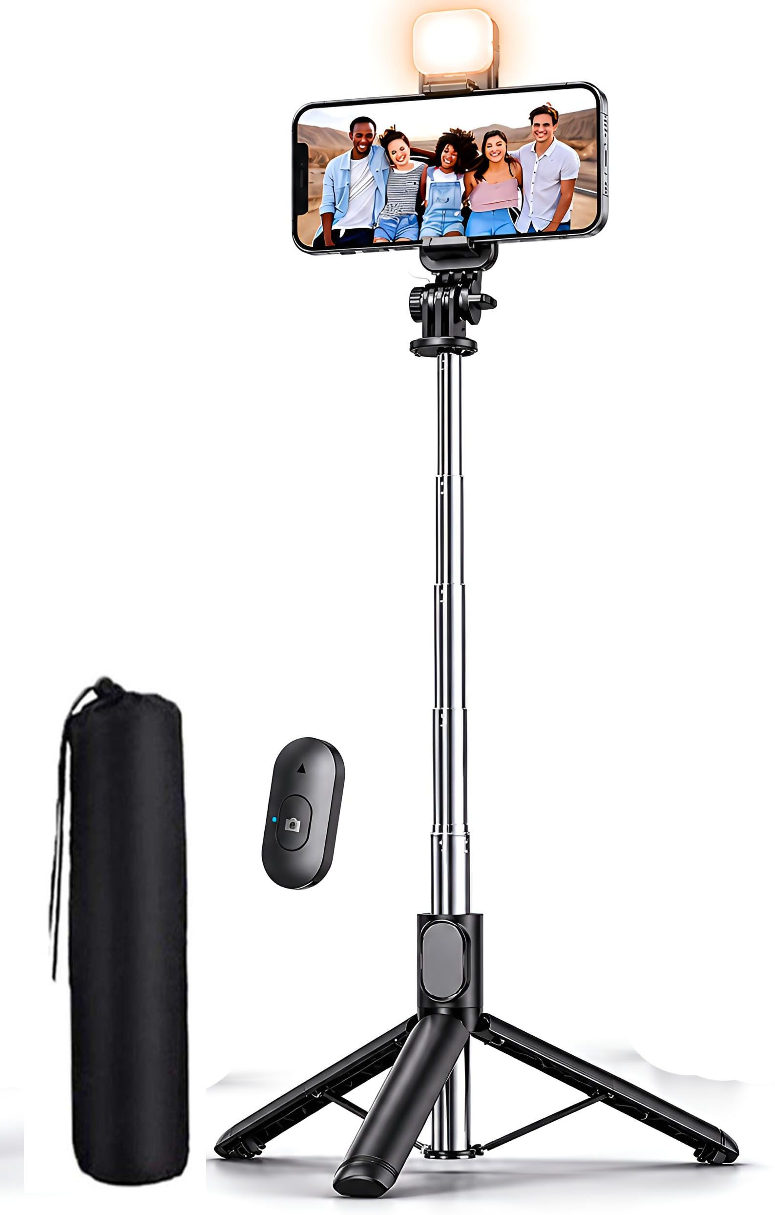 BUFONA R1S-L Mobile Selfie Stick Tripod Stand with Bluetooth Remote Fill Light+Bag Tripod, Tripod Kit, Monopod-image-46