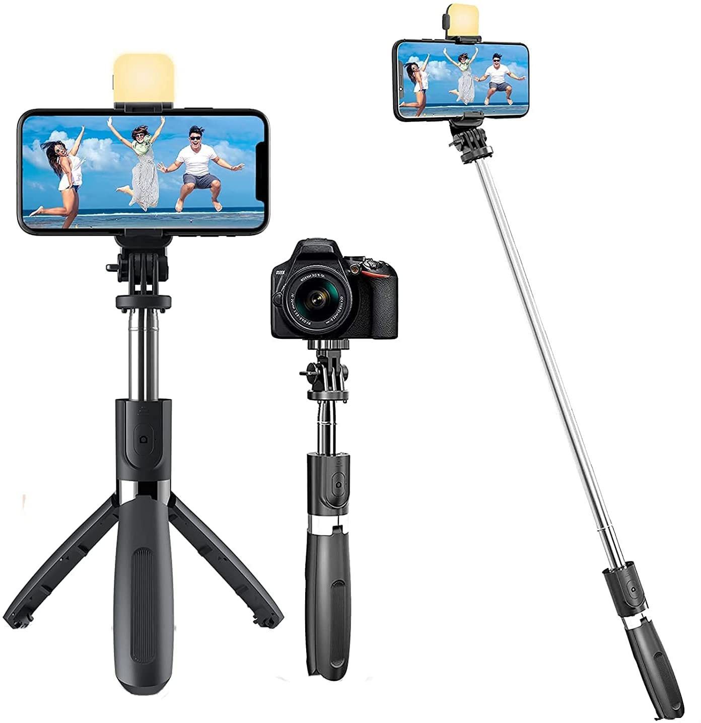 RENTOOR TOP PRICE R1s Bluetooth Selfie Sticks Light Remote 3-in-1 Multifunctional Monopod Kit, Tripod, Tripod Ball Head, Tripod Bracket-image-2