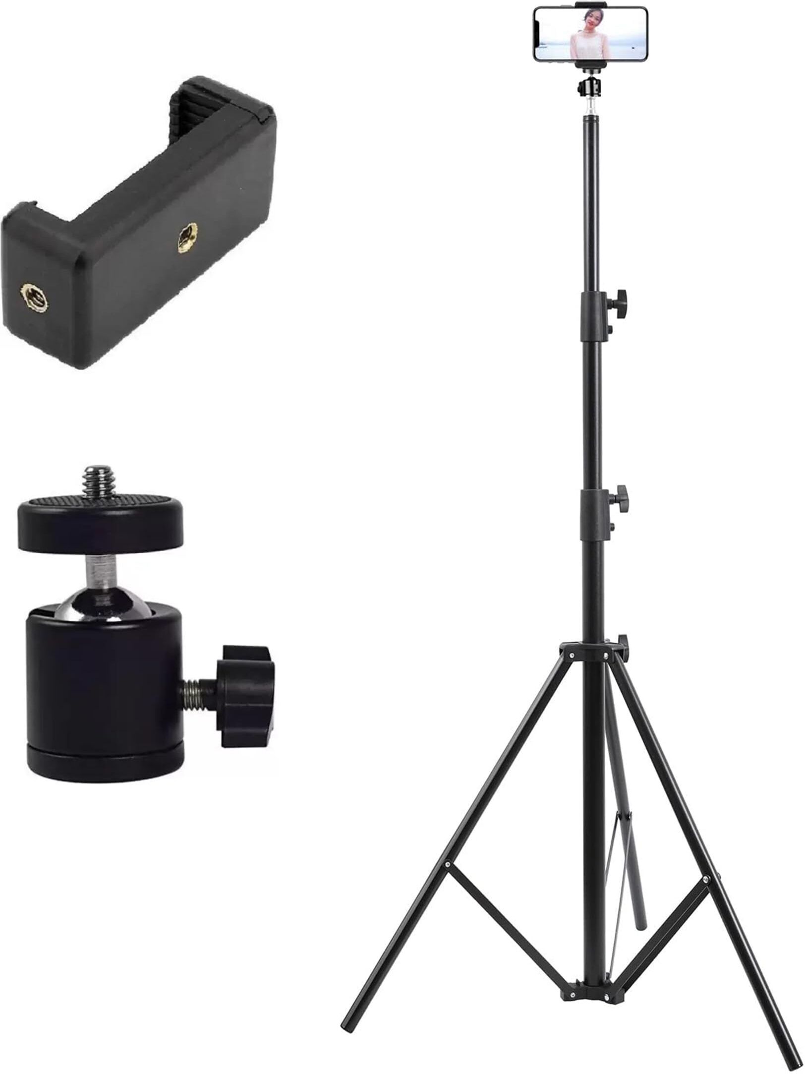 FITRIC 7 Feet Adjustable Tripod Stand for Mobile & Camera Heavy Duty Vlogging & YouTube Tripod, Monopod Kit, Tripod Ball Head