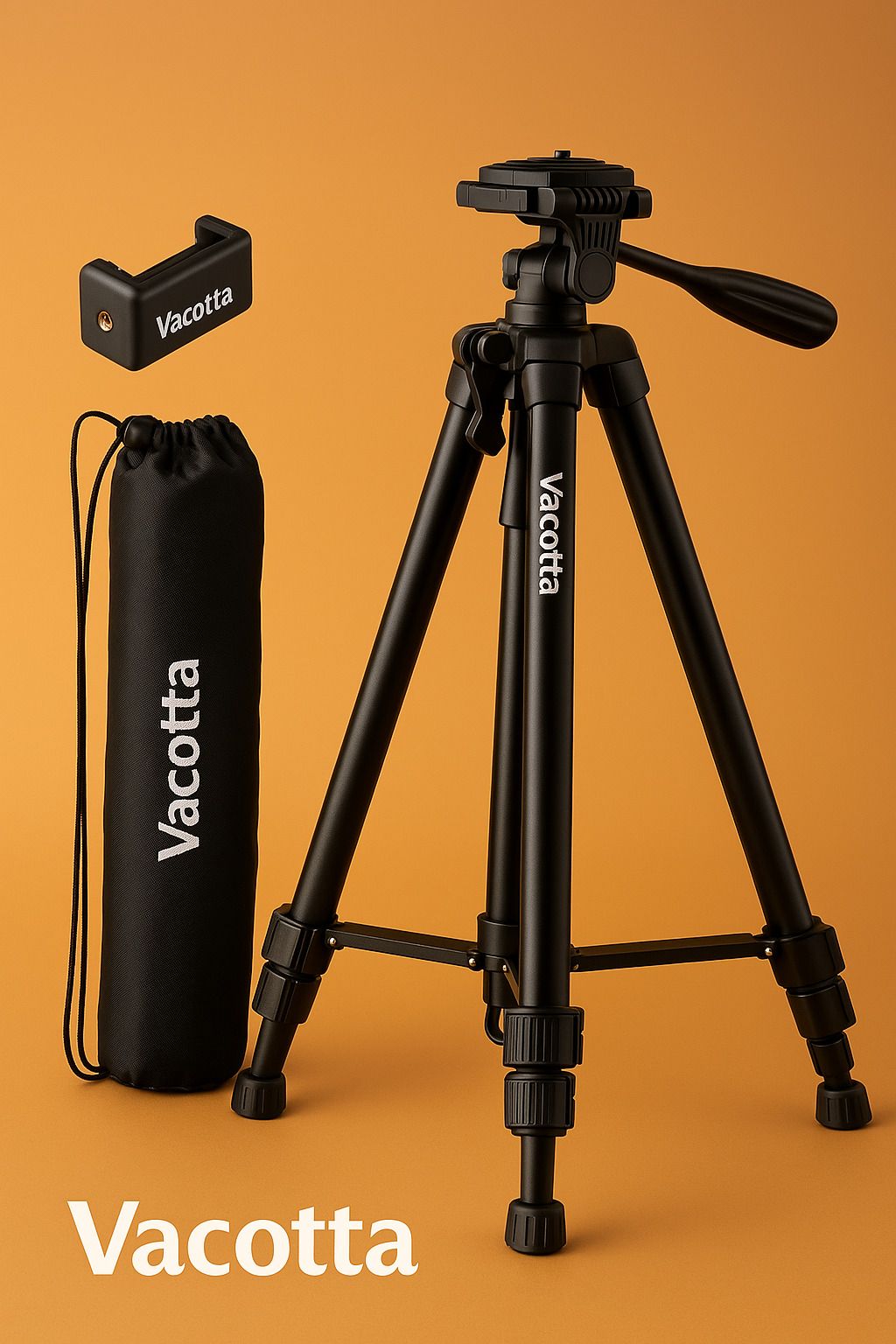 Vacotta Light weight 55-inch tripod with Pouch and mounting clip for mobile Phone,Camera Tripod-image-5