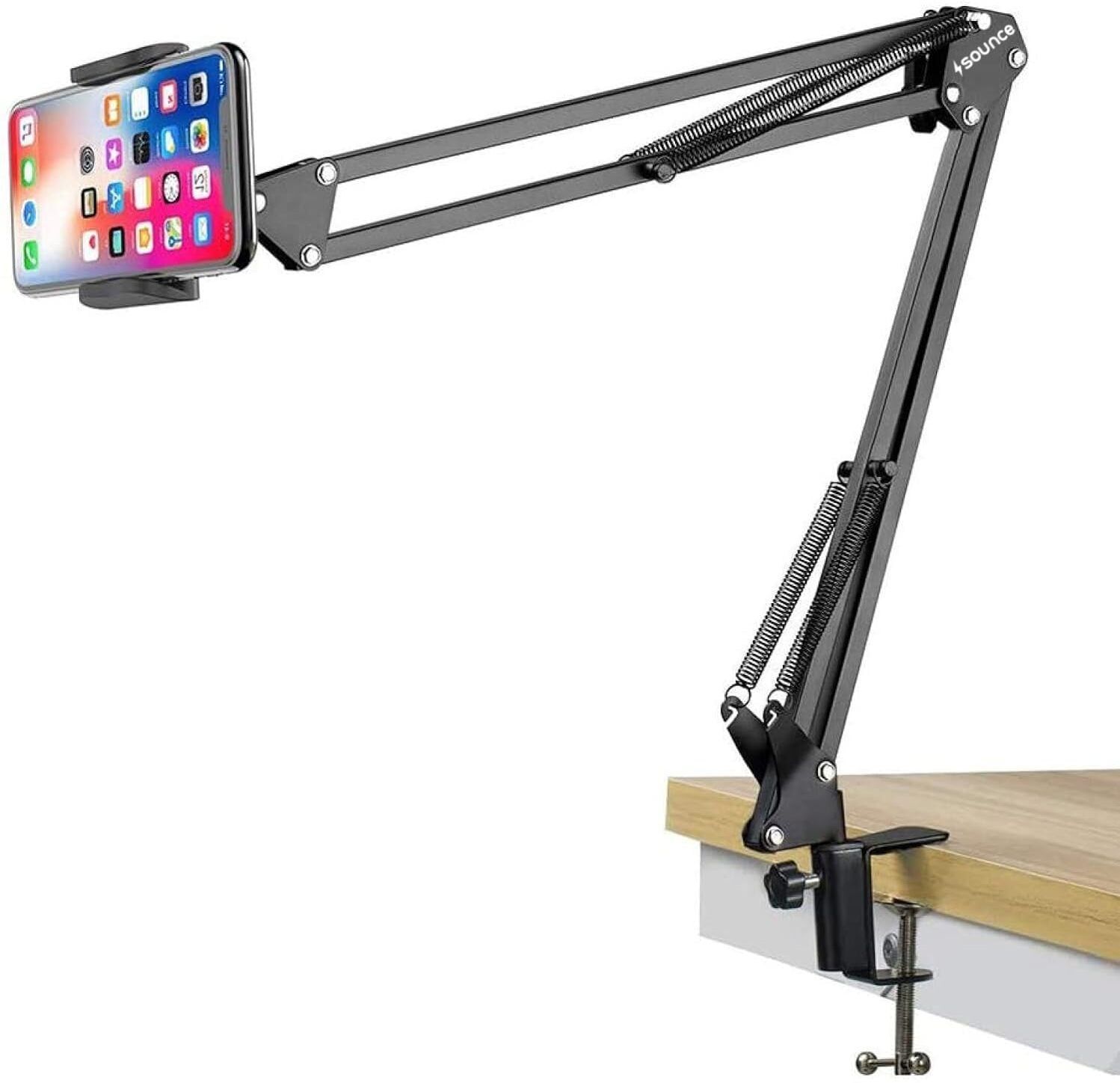 ALF Lightweight Tabletop Stand Phone Holder, Metal Long Lazy Arm and Bracket Tripod