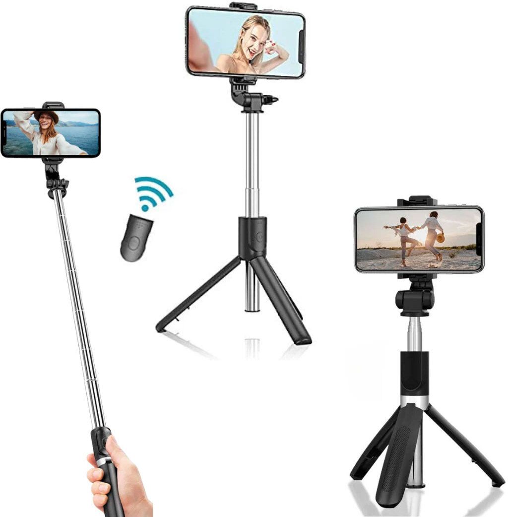 RENTOOR R1 Selfie Stick With Amazing Quality Wireless Extendable Selfie Stick Stand Tripod, Tripod Clamp, Tripod Ball Head-image-14