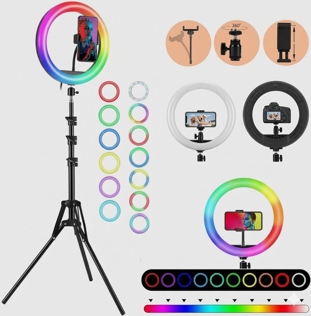BESTFLY Big Tripod Stand for Live Stream-LED RGB Ring Light Tripod, Tripod Kit-picture-25