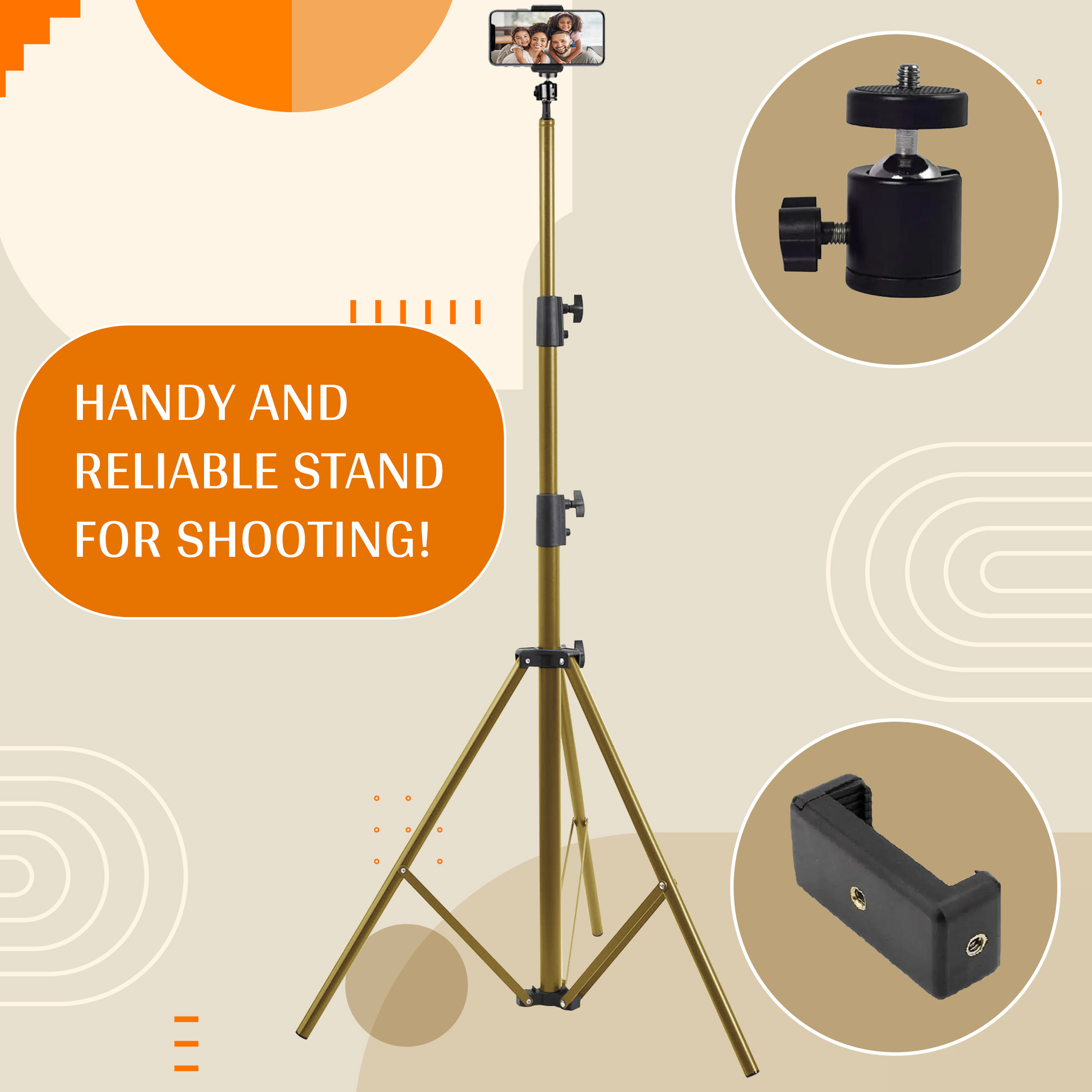 dogger Lightweight 7 Ft Long Tripod Stand with Mobile Clip Holder & 360 Degree Rotating Tripod Ball Head image 1