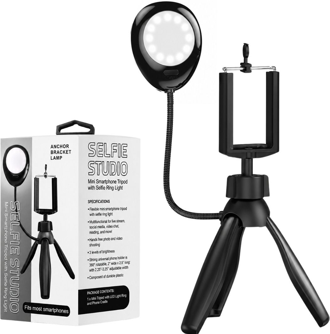 FITRIC Mini LED Selfie Light with Foldable Tabletop Tripod & Adjustable Mobile Holder Tripod-image-33