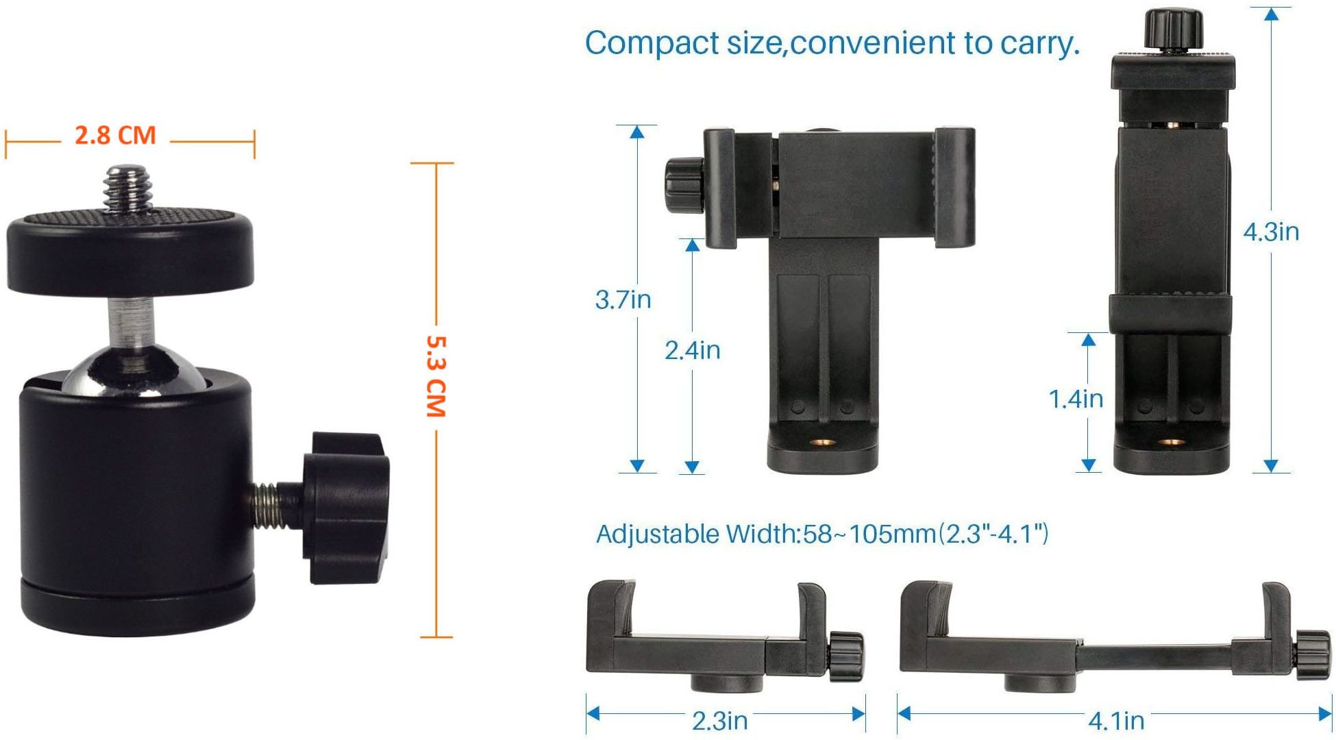 Blue Birds New 360 Degree Rotatable Smartphone Holder Vertical Bracket with Ball Head Tripod, Tripod Ball Head, Tripod Bracket, Tripod Clamp, Monopod-image-1