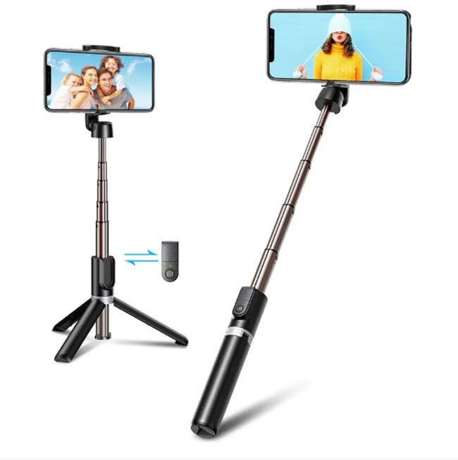 RENTOOR R1 Bluetooth Selfie Stick 360 Degree Rotation Extendable Selfie Stick Stand Tripod, Tripod Clamp, Tripod Ball Head-image-8