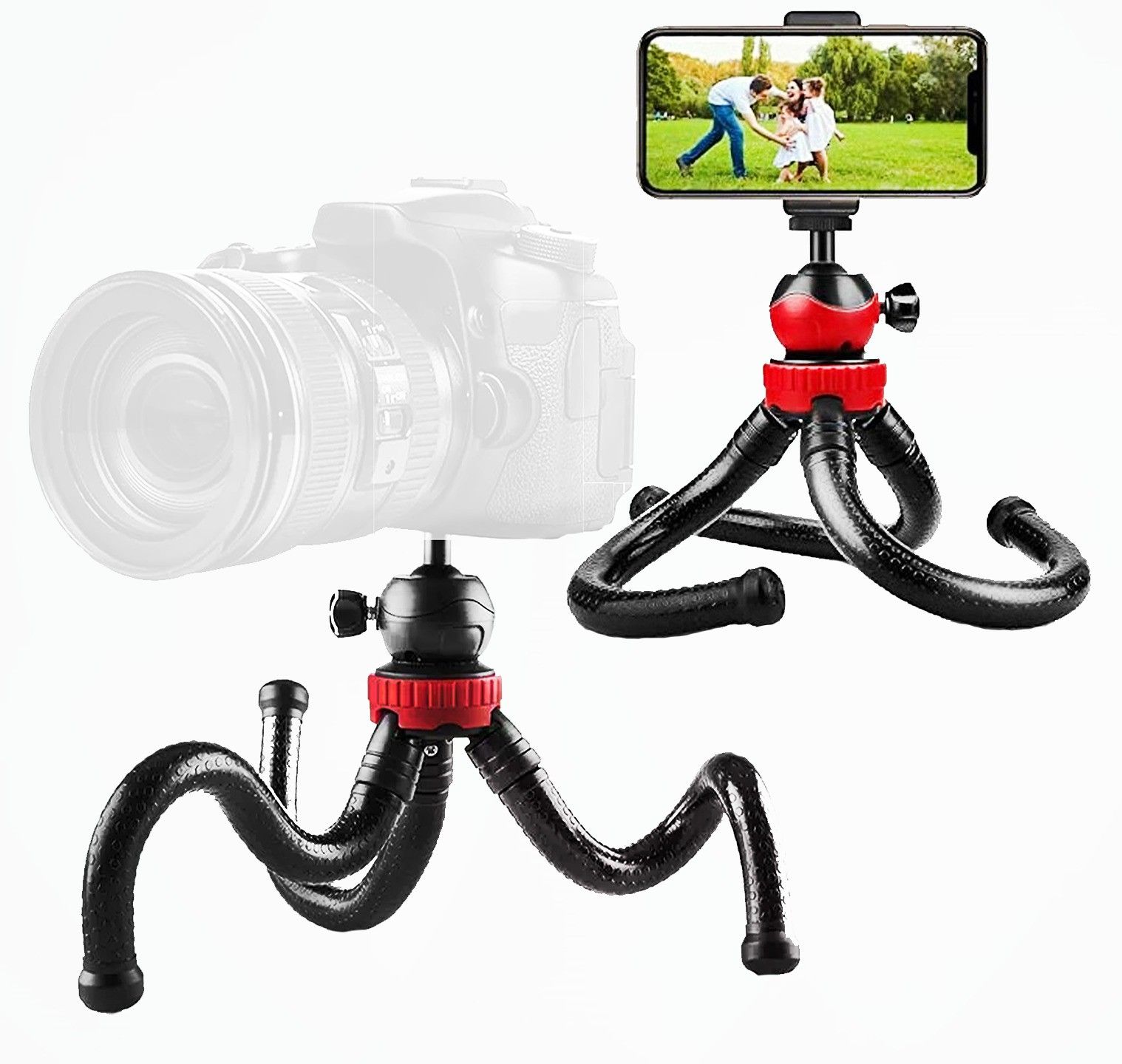 subton Flexible Gorilla Tripod with 360 Degree Rotation Ball Head For Cellphone and Camera | Octopus Travel Tripod for Photography/Live Streaming/Vlogging | Compatible With All Types of CellPhones Tripod, Tripod Ball Head, Tripod Bracket, Tripod Clamp, Monopod