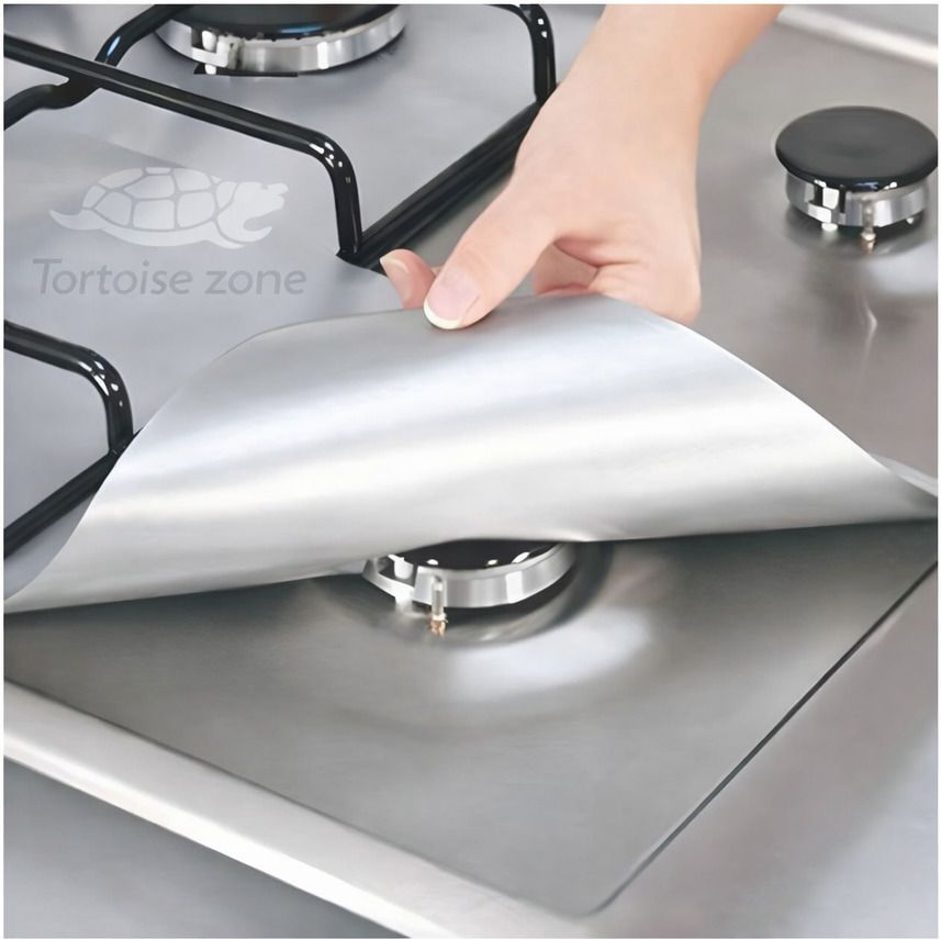 Stove Burner Covers-Gas Protectors Silver with Upgraded Density and Coating Matte Trivet-image-30