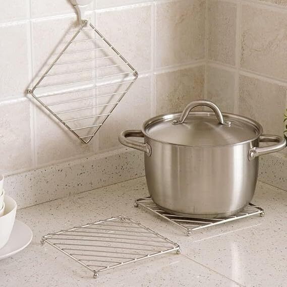ivyla Stainless Steel Hot Pot Stand Heat Resistant Non Slip Kitchen Trivet Mat Metal Hot Mat for Dining Table, Countertop & Cookware Trivet-picture-3