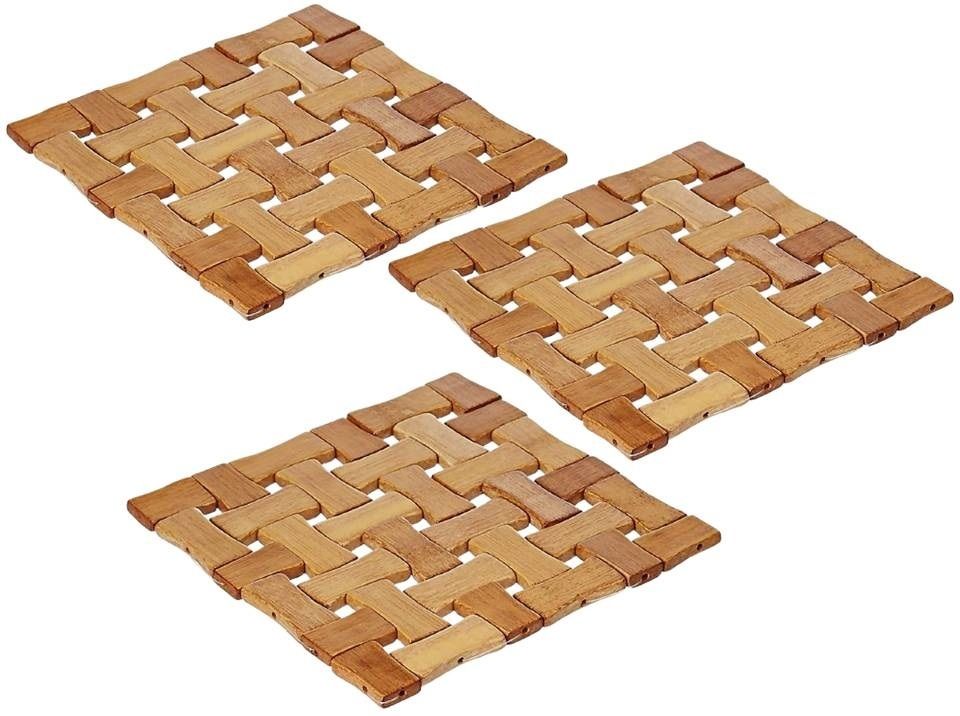 imox Wooden Trivet Pads for Kitchen Bamboo Coaster Heat Pads - 3 pcs - 16 x 16 cm mat Trivet-picture-22