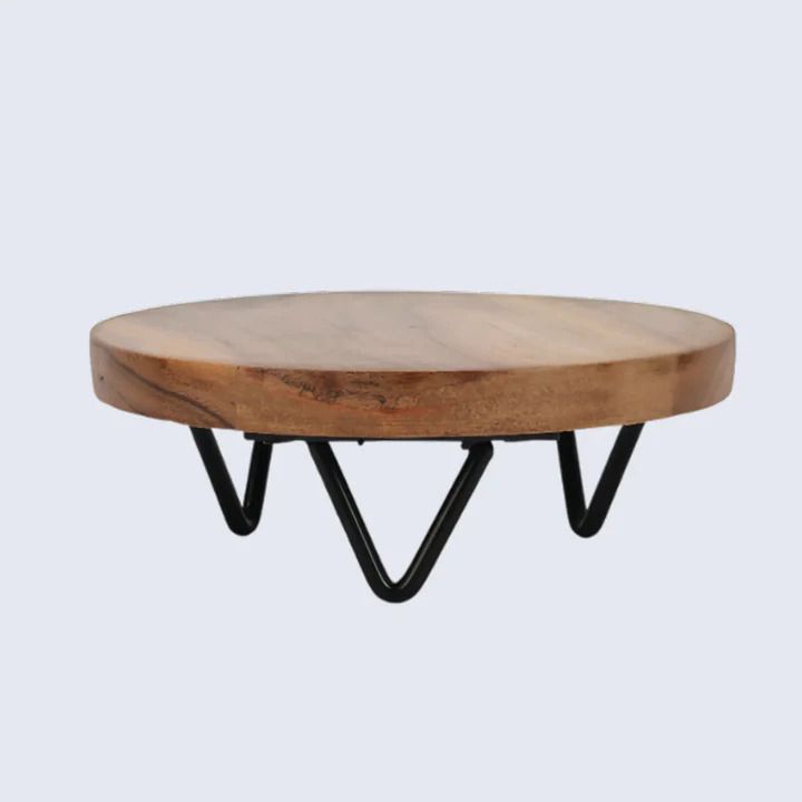 Handcrafted Solid Acacia Wood Round Trivet Natural Trivet-image-3