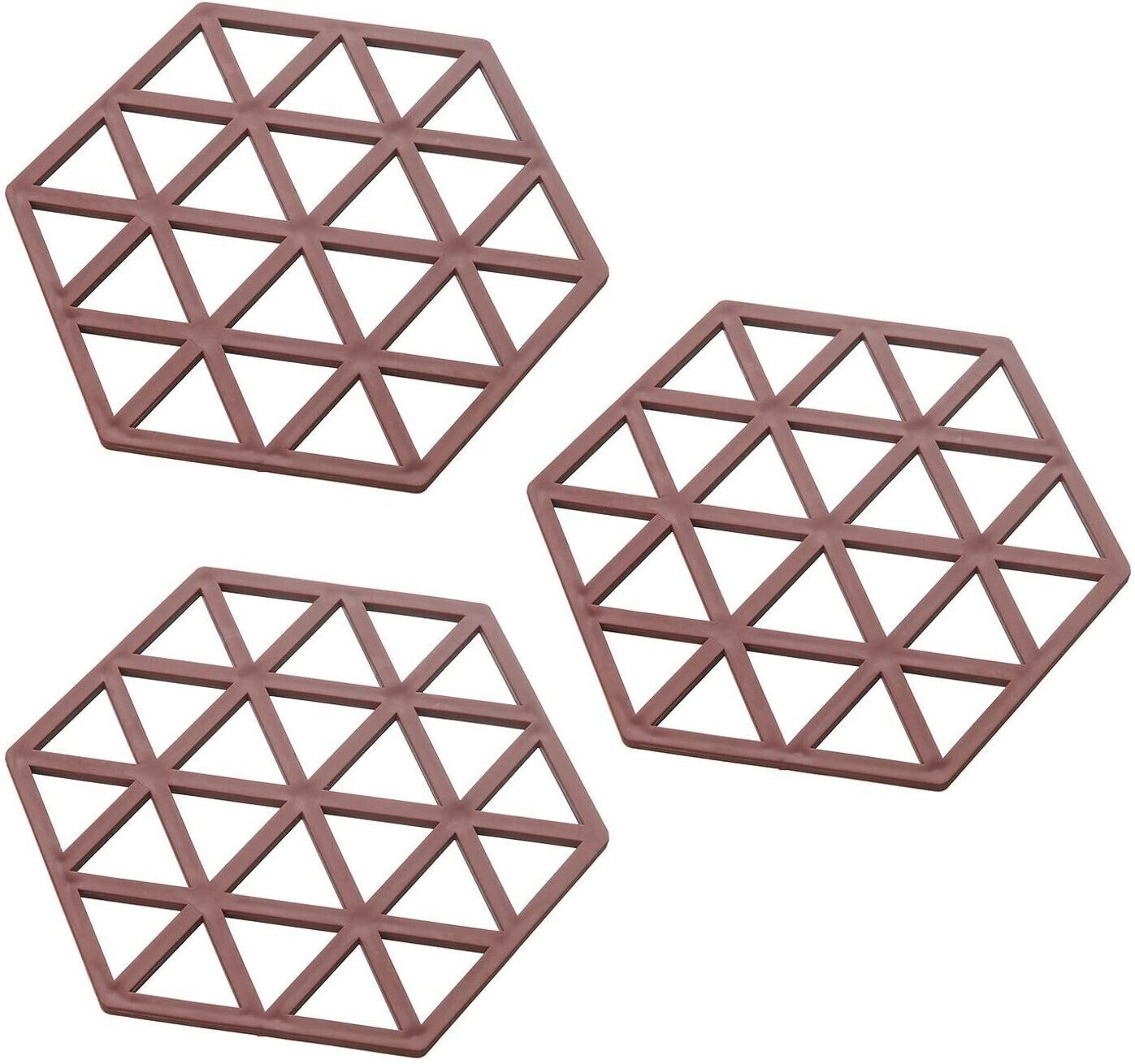 olwick Silicone Trivet Mats and Hot Pads, Heat Resistant Non-Slip Pot Holders (Brown) Polyvinyl Chloride Trivet-picture-6