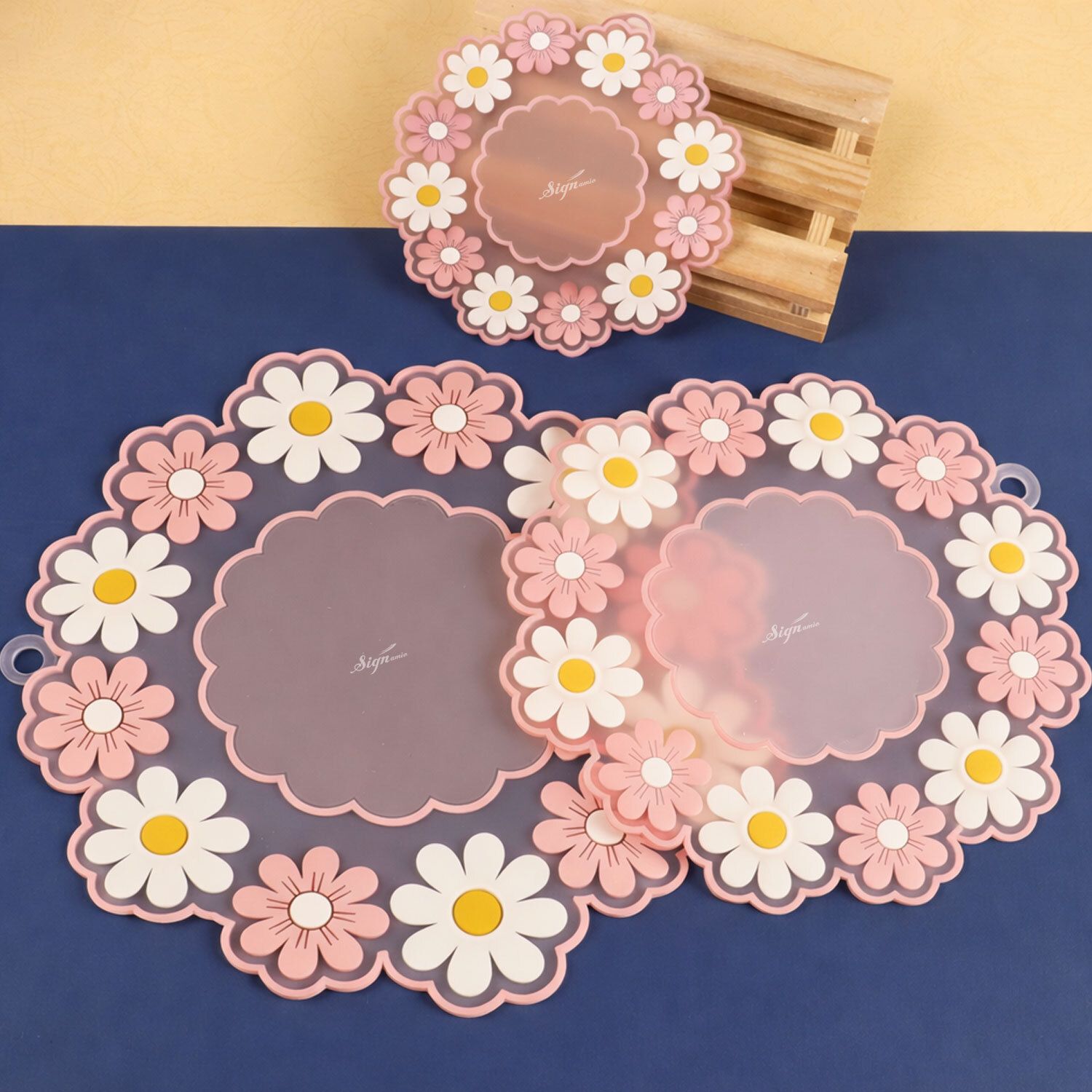 signamio Multipurpose Flower Design Silicone Mat smooth Trivet-picture-23