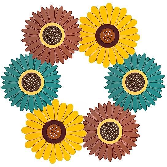 Silicone Sunflower Coasters - Anti-Hot & Foldable Trivet Mat Coaster for Table Protection & Home Decor - Washable & Reusable, Random Trivet-image-12