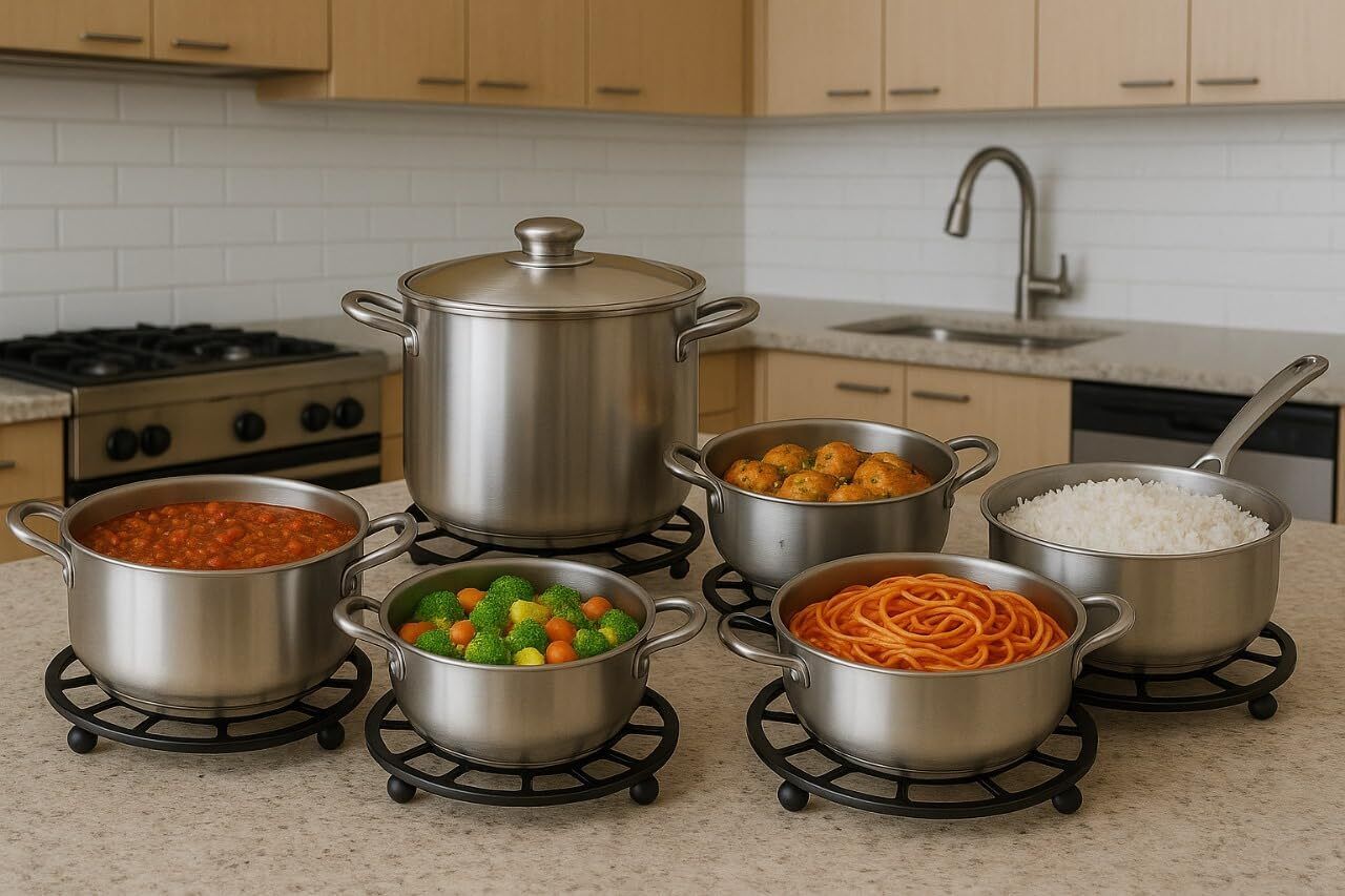 the urban home Trivet-Honeycomb-Black-Set6 Round Metal Honeycomb Trivet Set of 6 Heat Resistant Hot Pot Stand Trivet-picture-19