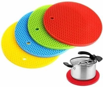 Round Silicone Hot Pot Holder Mat Heat Resistant Disc Pads Kitchen Insulation Silicon Trivet