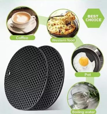 krishik Multipurpose Heat Resistant Honeycomb Silicone Mat for Kitchen Use(PACK OF 2) Glossy Trivet-picture-18