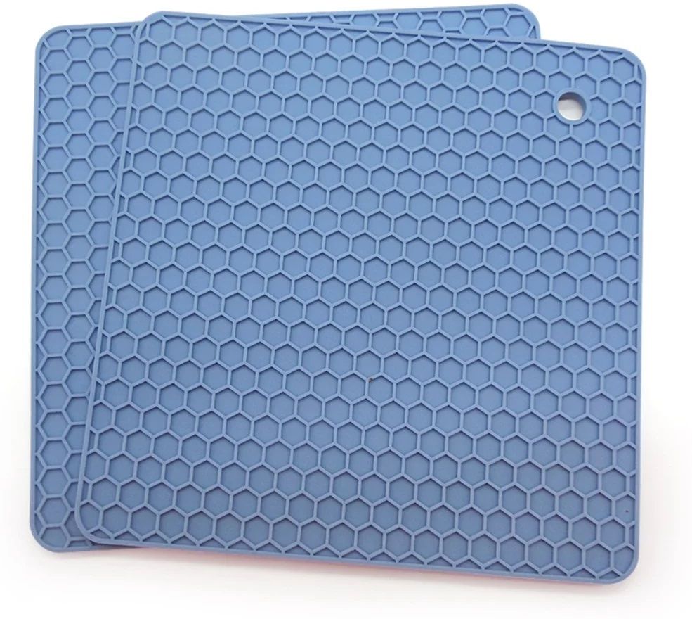 SQUARE_B_BLUE_2PCS Honeycomb Trivet