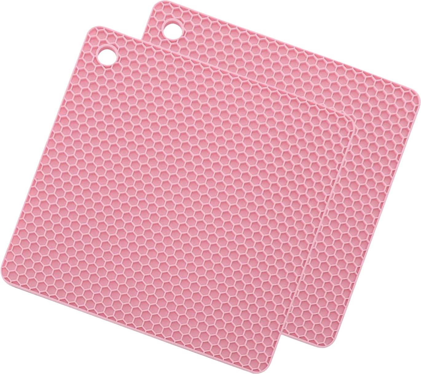 SQUARE_B_PINK_2PCS Honeycomb Trivet