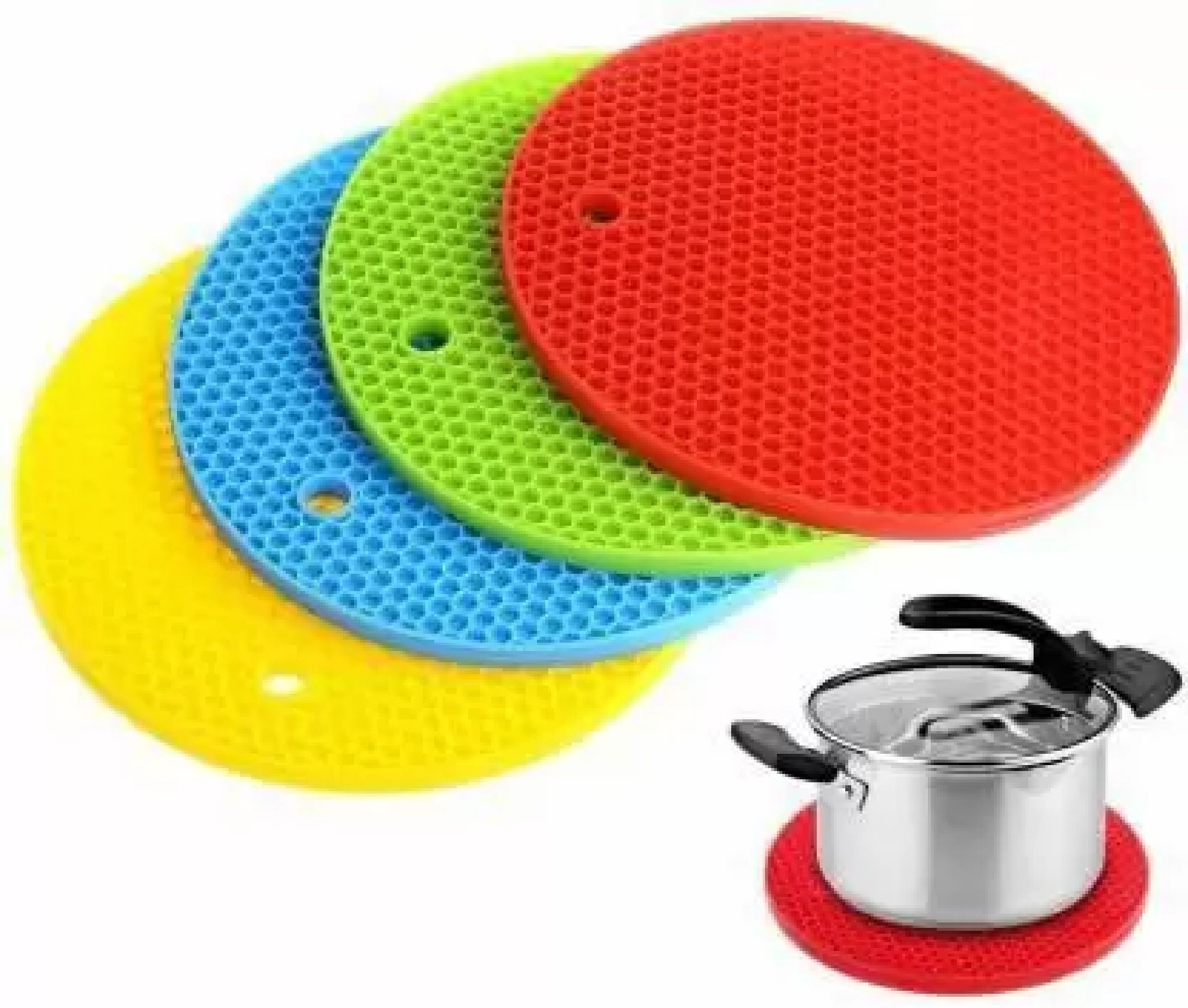 Pot Holder Trivet For Hot Dishes Heat Resistant Pad Non Slip Dining Table Mats Kitchen Insulation Anti-Slip Coasters Dining Mat finish Silicone Trivet-image-27
